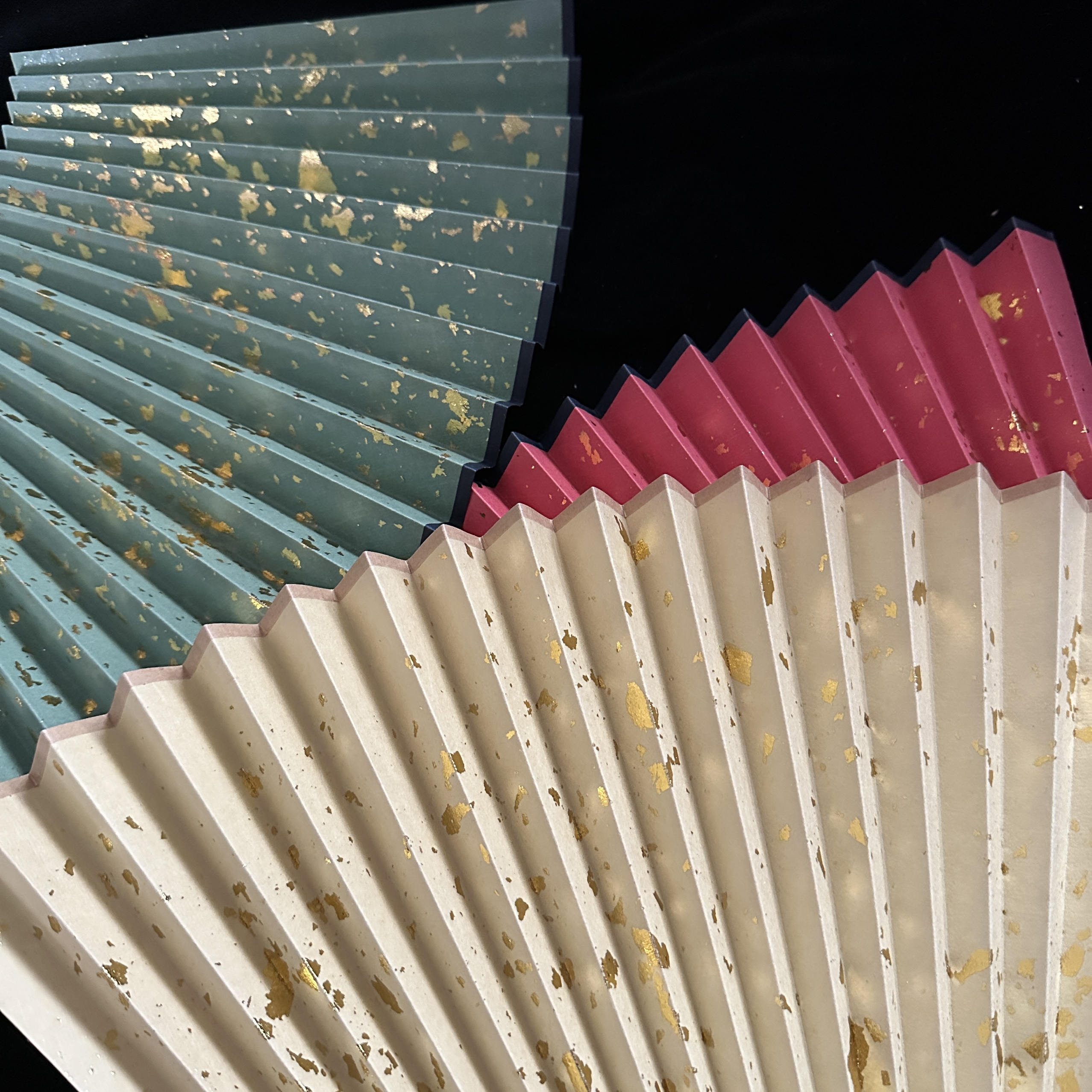 文玩折扇替换扇面 超薄大片金苏工彩色洒真金扇面 空白高档工艺扇