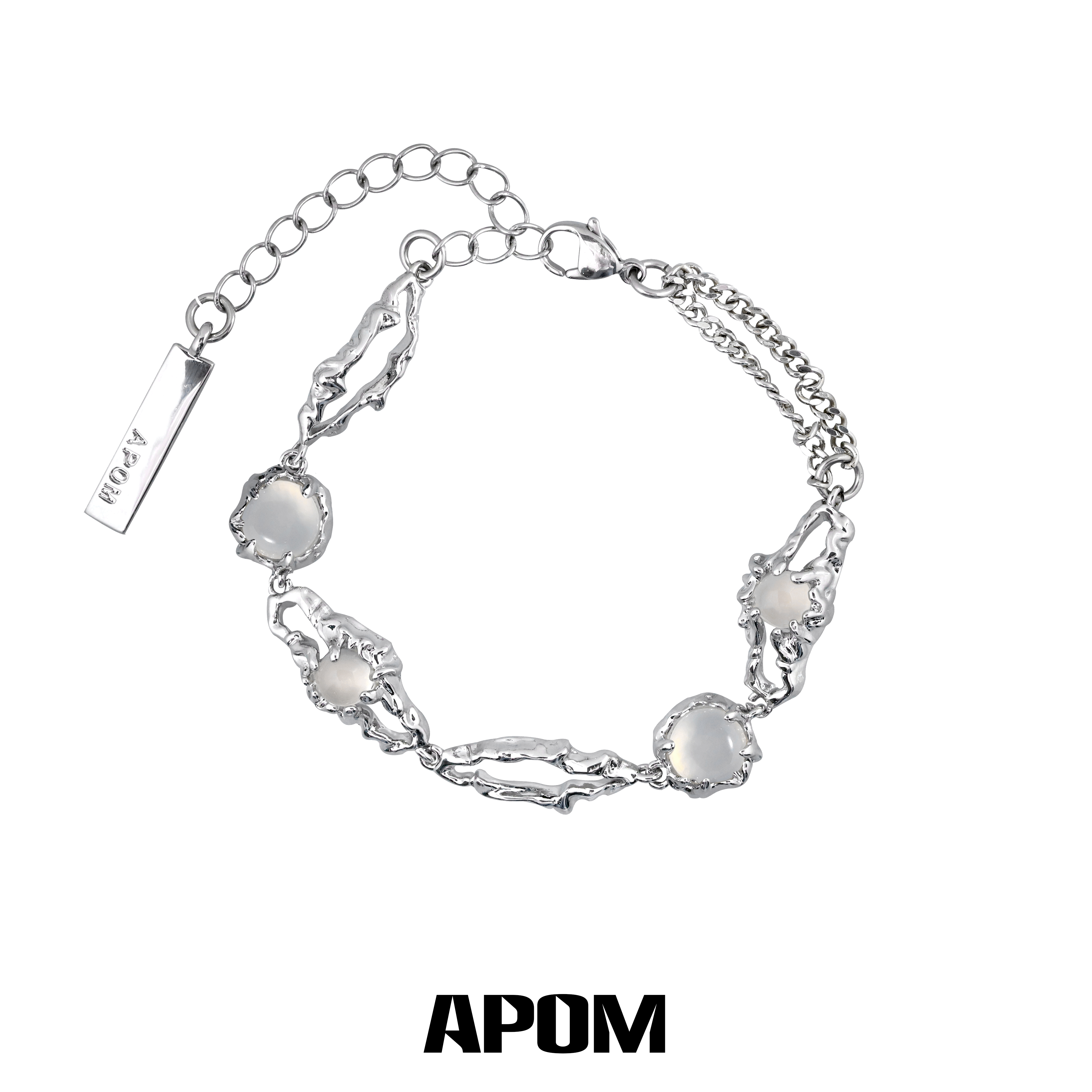APOM曙光系列 原创小众手链高级冷淡风白玛瑙宝石镶嵌串珠手环女