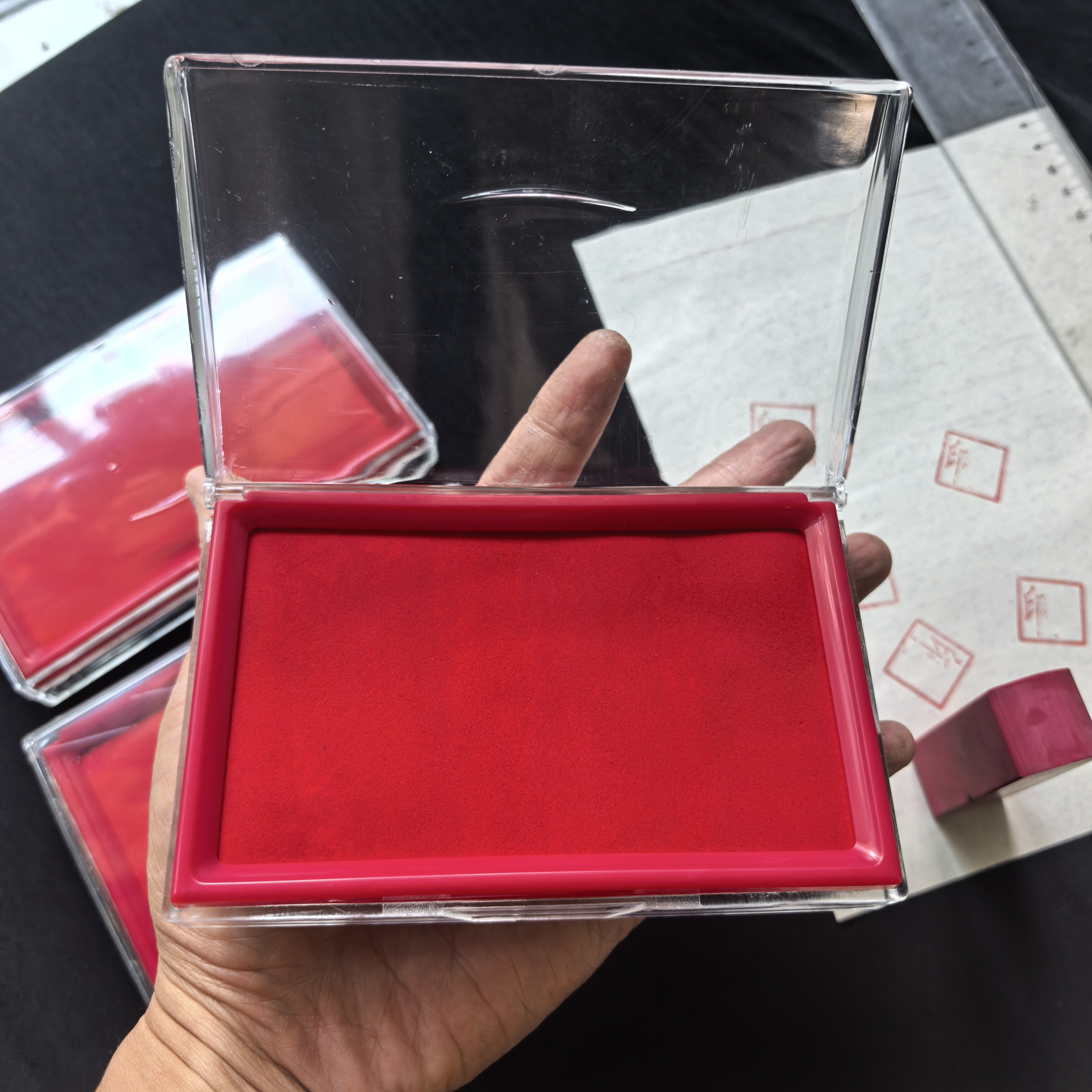 快干印台红色印台蓝色印台大号印泥印章财务会计印台盖章按手印