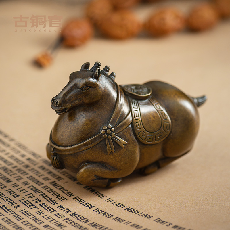古铜官 马上有钱手把件小摆件铜马生肖男士随身把玩饰品收藏礼品