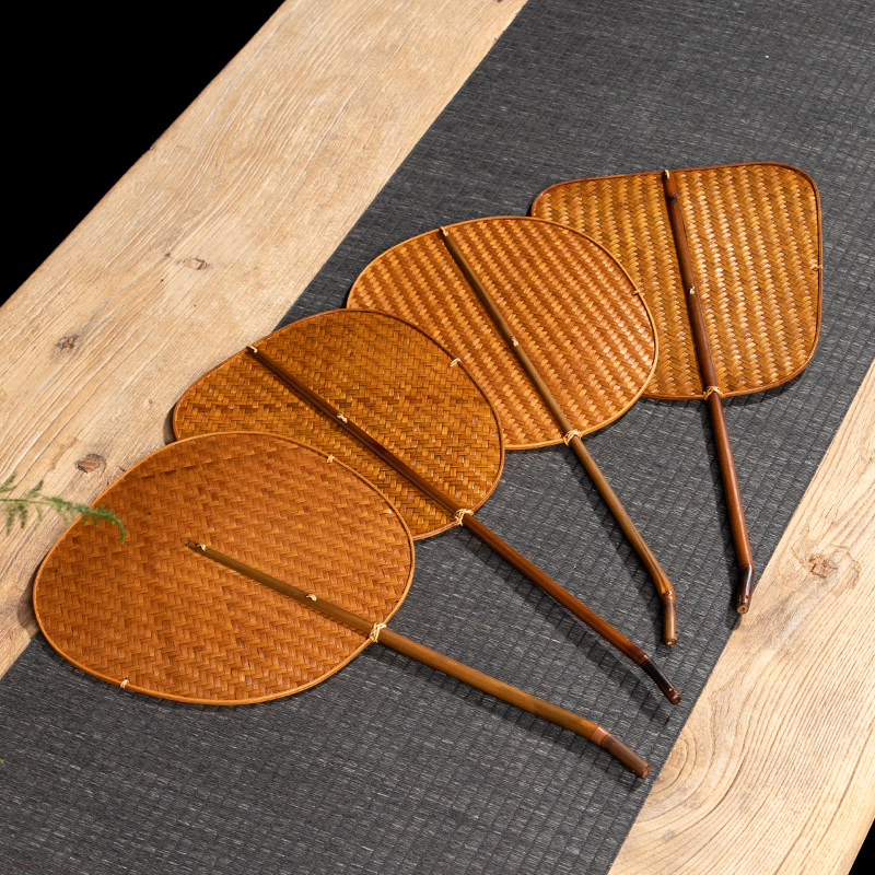 手工竹编团扇中国风大漆芭蕉扇圆形扇子复古中式腰扇家用纳凉蒲扇