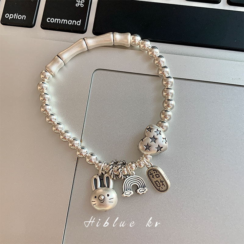 轻奢小众本命年兔子精致925纯银手链女款夏季2023年新款串珠配饰