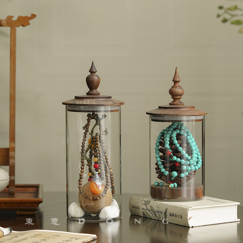 东意北美黑胡桃木盖文玩密封罐核桃手串沉香檀香展示盒手串印章盒