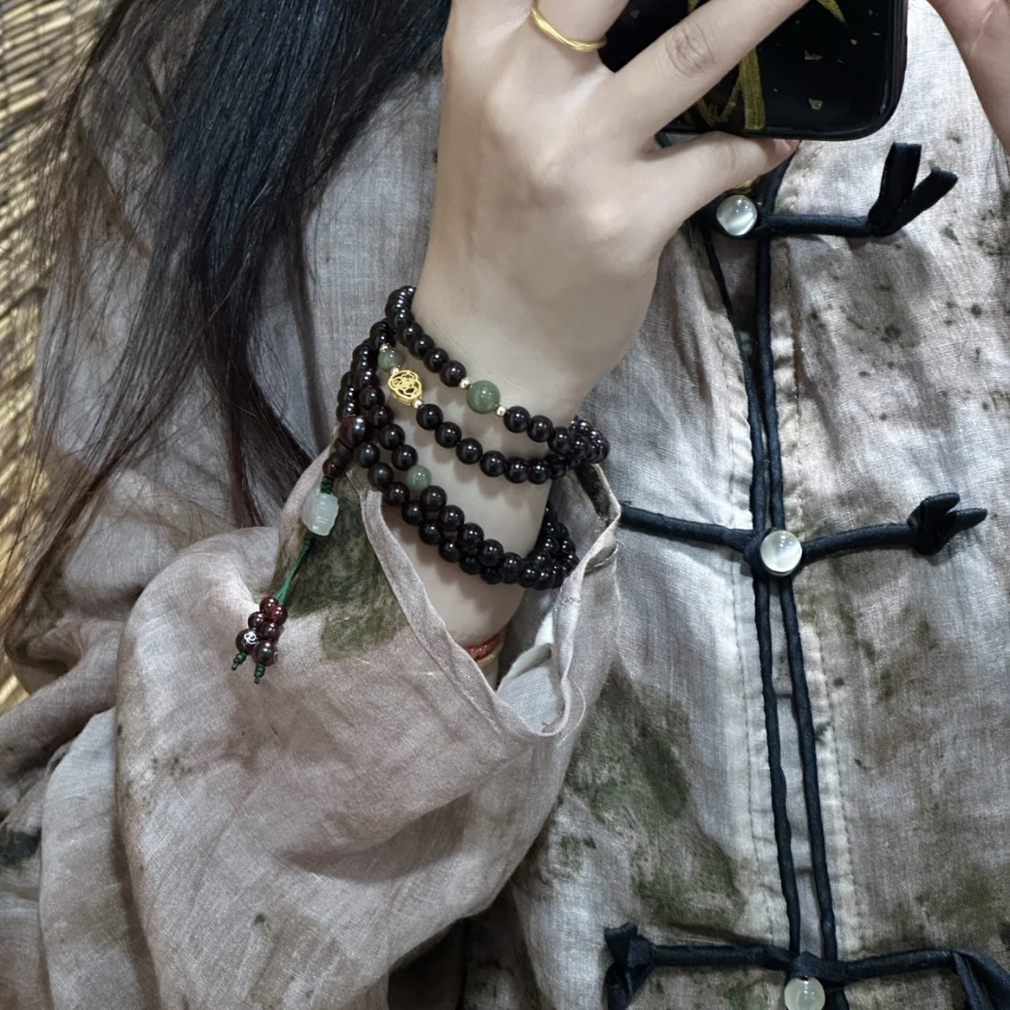 天然印度小叶紫檀手串新中式108佛珠手链文玩念珠女生复古情侣款