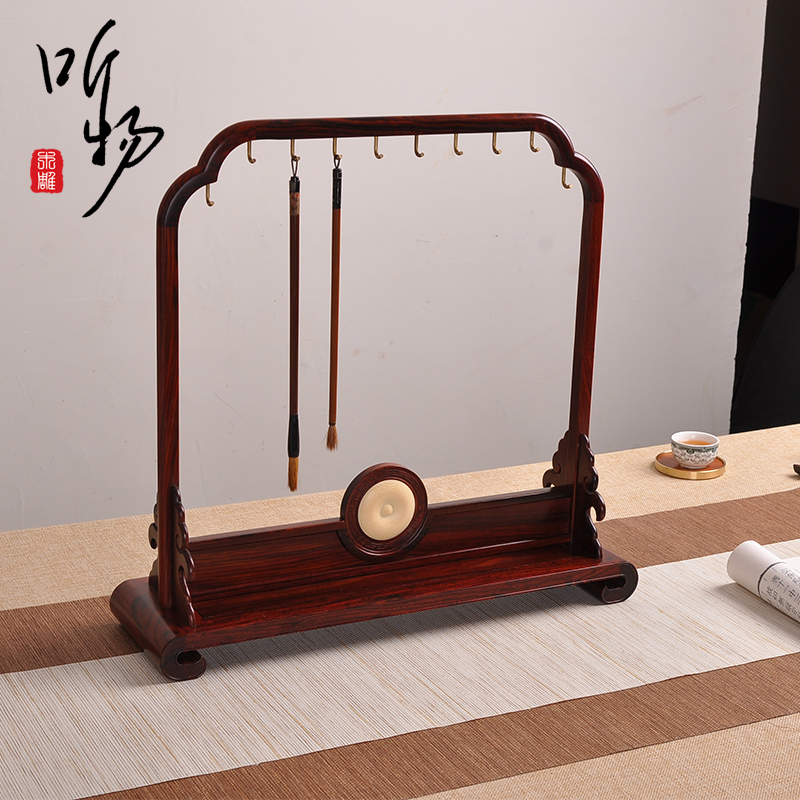 红木明式毛笔搁笔架笔挂书法用具黑檀红酸枝木质文房四宝用品中式