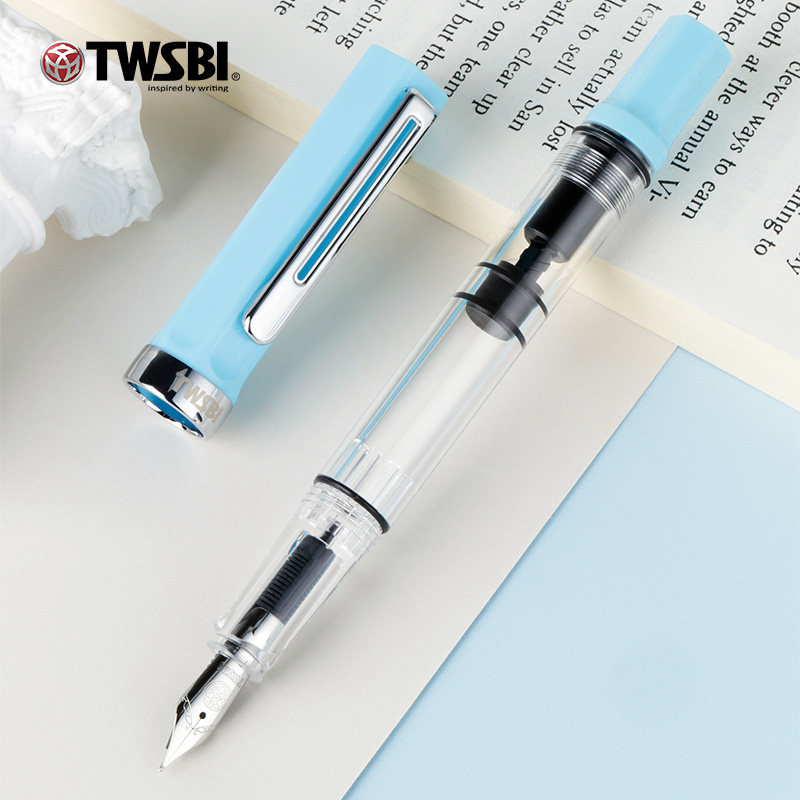 twsbi三文堂ECO活塞钢笔透明笔杆奶酪黄学生教师专用男女士商务高档示范书法笔礼物送礼精致高颜值练字成人用