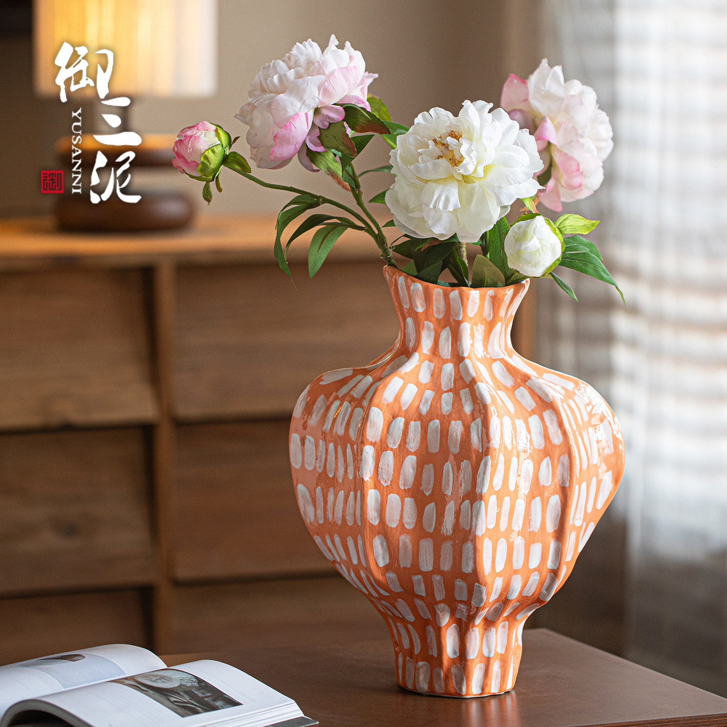 景德镇新中式客厅插花陶瓷花瓶酒店民宿侘寂风创意艺术高级感摆件