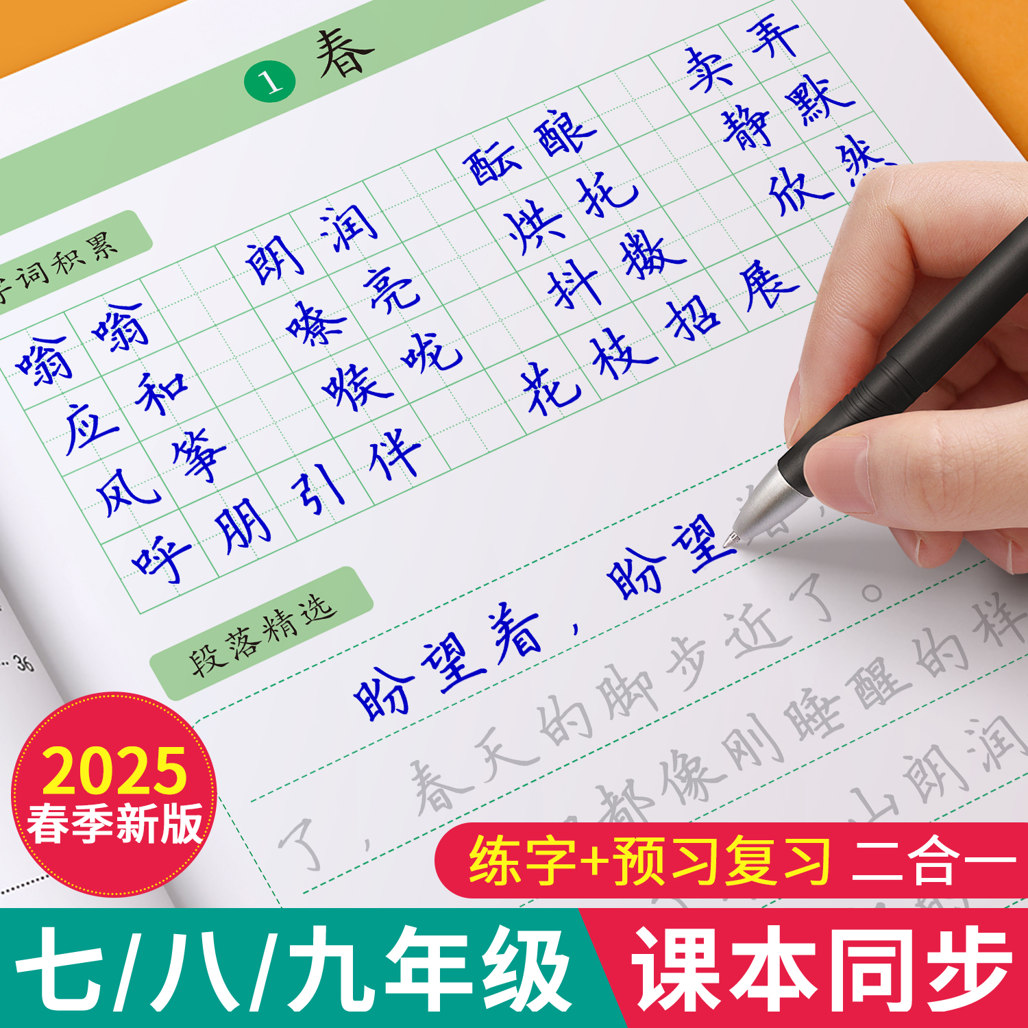 七八九年级语文字帖上册下册同步人教版初一练字帖贴小升初中学生初中生专用字帖练字每日一练正楷硬笔书法楷书临摹钢笔字练字本