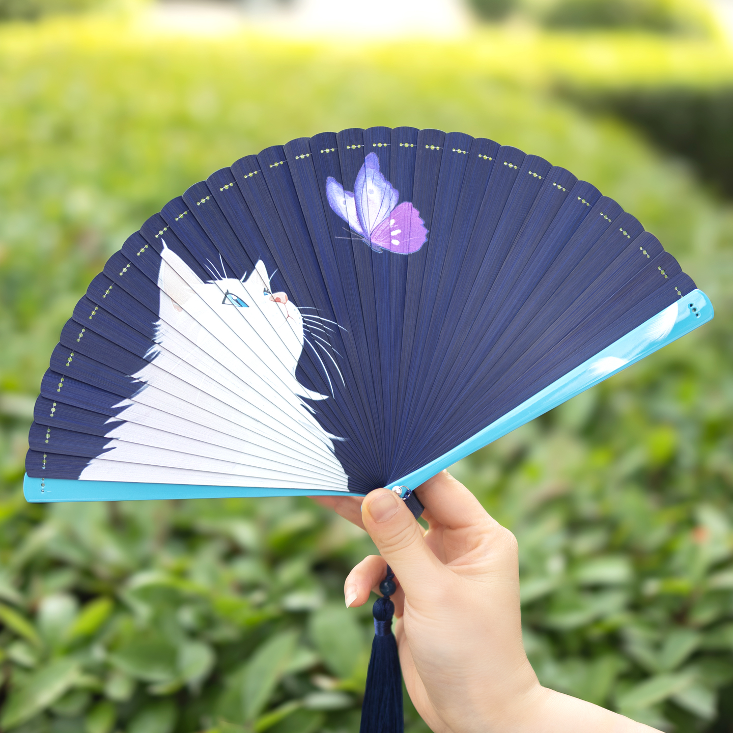 蝶梦引夏扇子国风女折扇中式夏天小巧便携旗袍专用舞蹈定制全竹扇