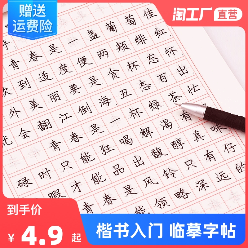 钢笔楷书字帖常用字高中成人学生正楷硬笔临摹练字帖成年初中小大学生女生字体漂亮男生手写书法练字本5000字基础入门控笔初学者用