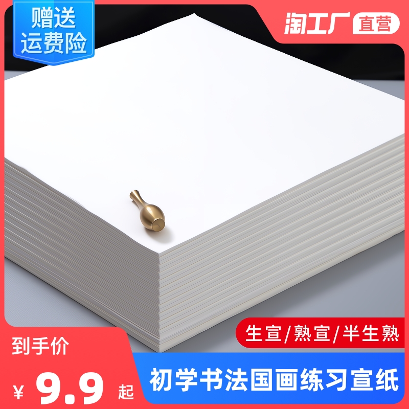 宣纸书法专用纸半生半熟生宣国画写意毛笔书法练习用纸小尺寸软笔书法初学入门练习用纸套装书法作品纸
