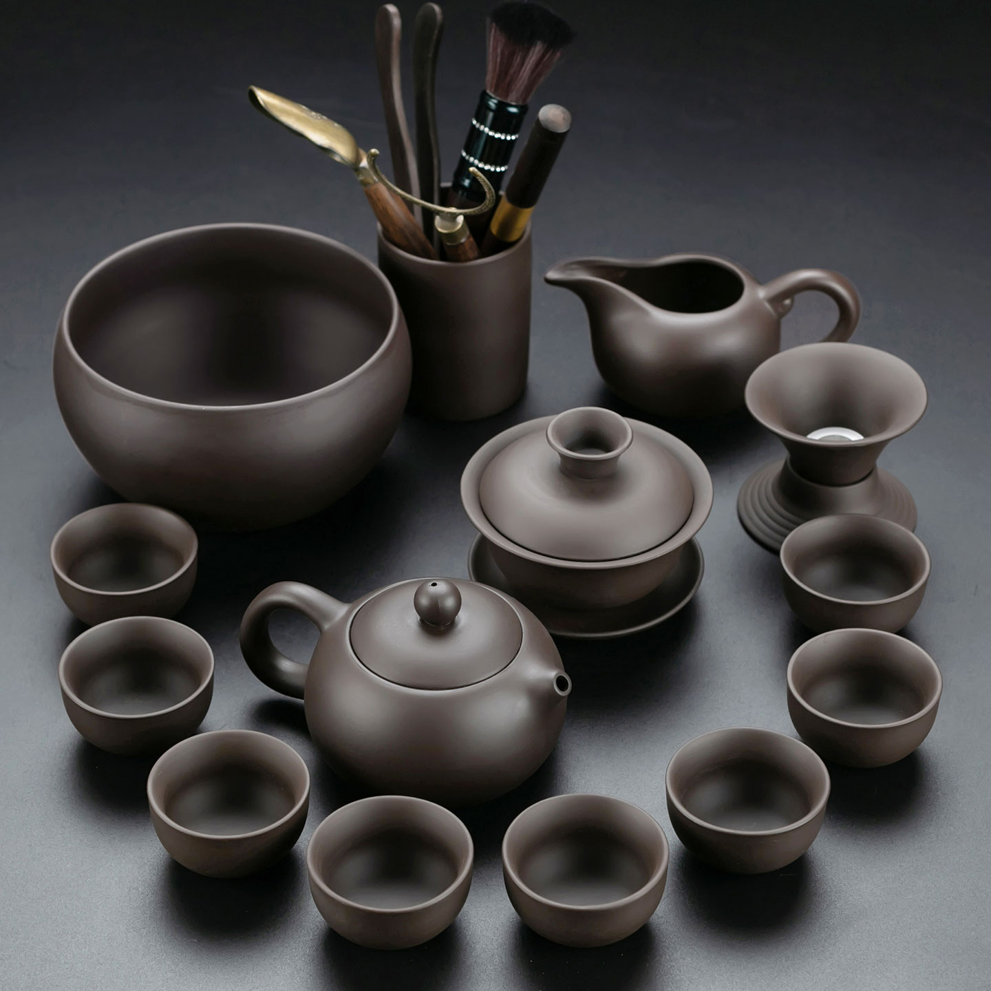 紫砂功夫茶具黑泥西施壶茶杯整套泡茶器三才碗闻香杯家用茶具套装