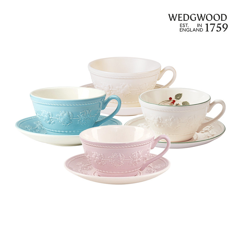 【结婚礼物】Wedgwood威基伍德欢愉假日树莓陶瓷咖啡杯碟200ml
