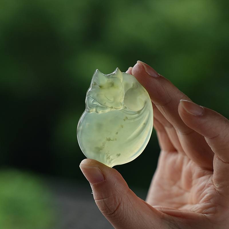 西泠印社天然岫玉笔搁睡狐貔貅把件玉石纸镇文镇孤品一物一拍书法国画桌面摆件镇纸文房四宝伴手礼品