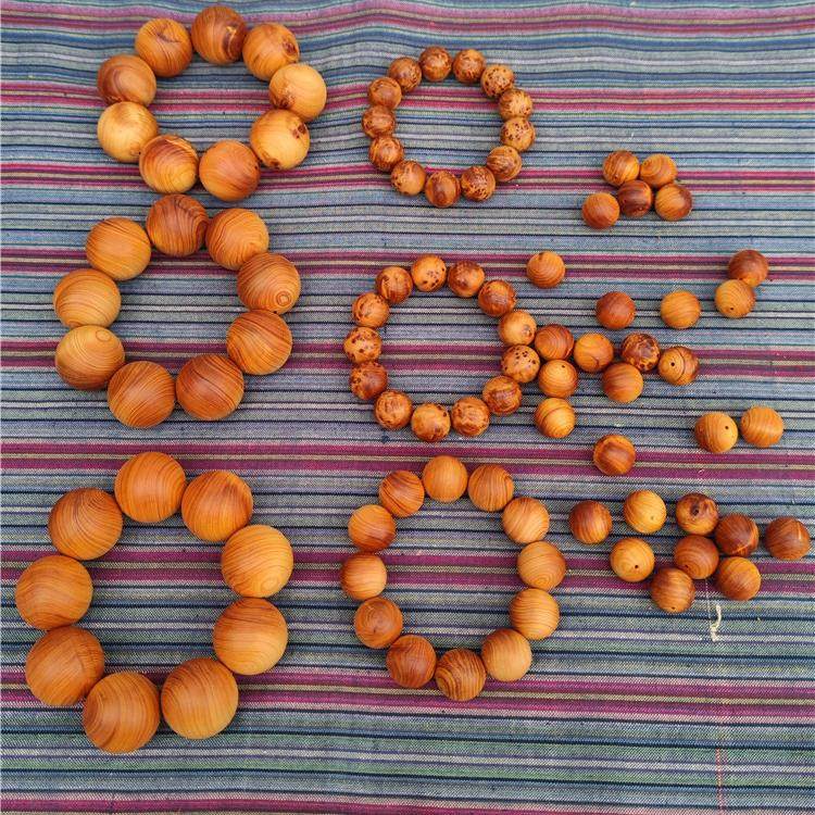 一串一图太行崖柏手串陈化红油黑油瘤疤佛珠手球原木摆件把玩件