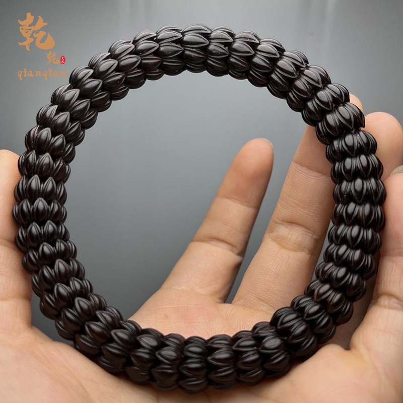 九转莲花黑金鼠雕刻紫金鼠手串精工三眼菩提子文玩佛珠男女手把件