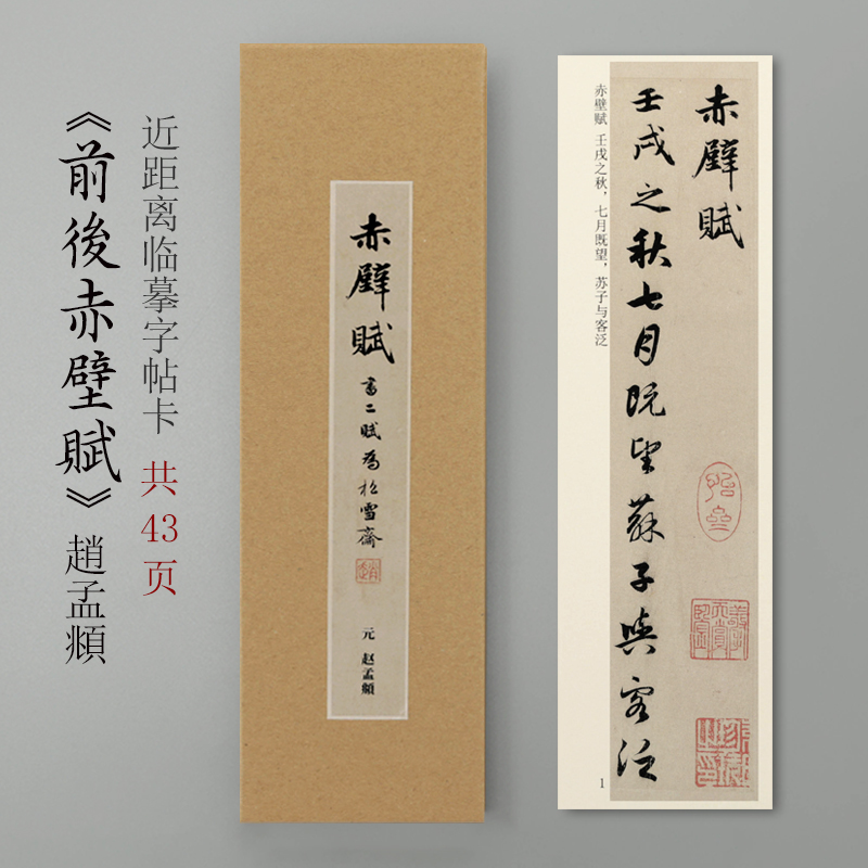 曹熙记 原创行书字帖赵孟頫前后赤壁赋原大近距离临摹字贴单行字贴卡毛笔书法