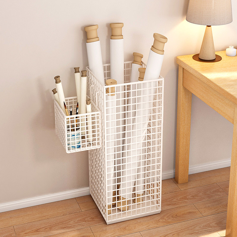 书画收纳筐字画收纳筒书法纸收纳桶画纸宣纸图纸收纳篮铁艺卷轴桶