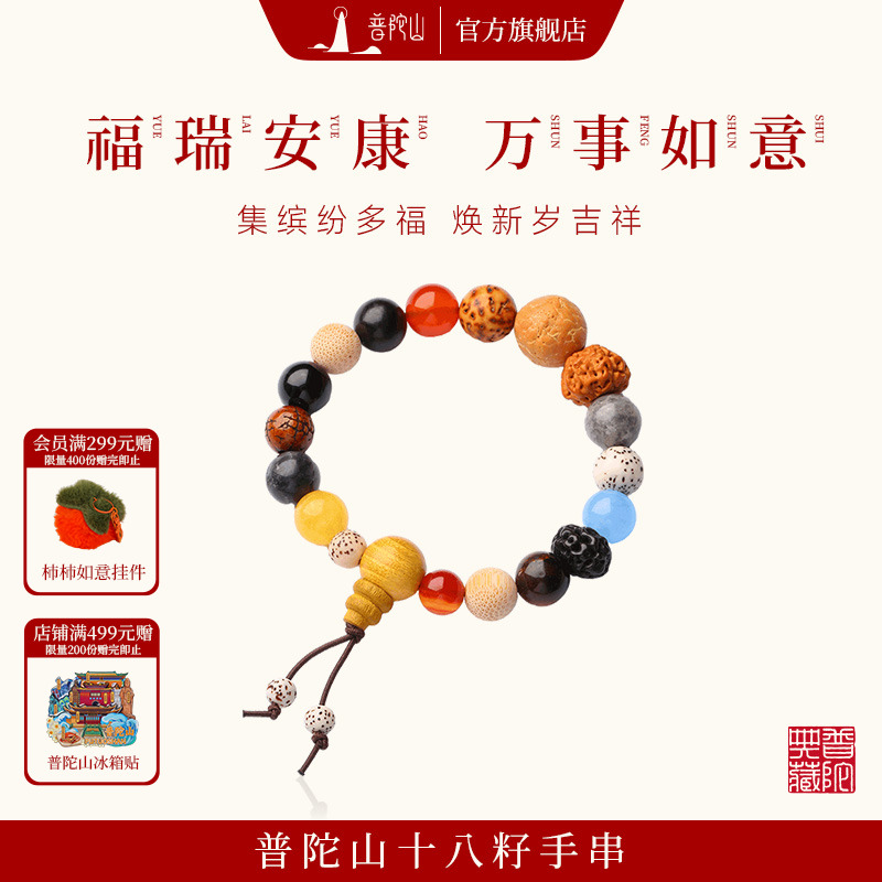 普陀山十八籽手串正品女款多宝菩提真品佛珠文玩手链男士生日礼物