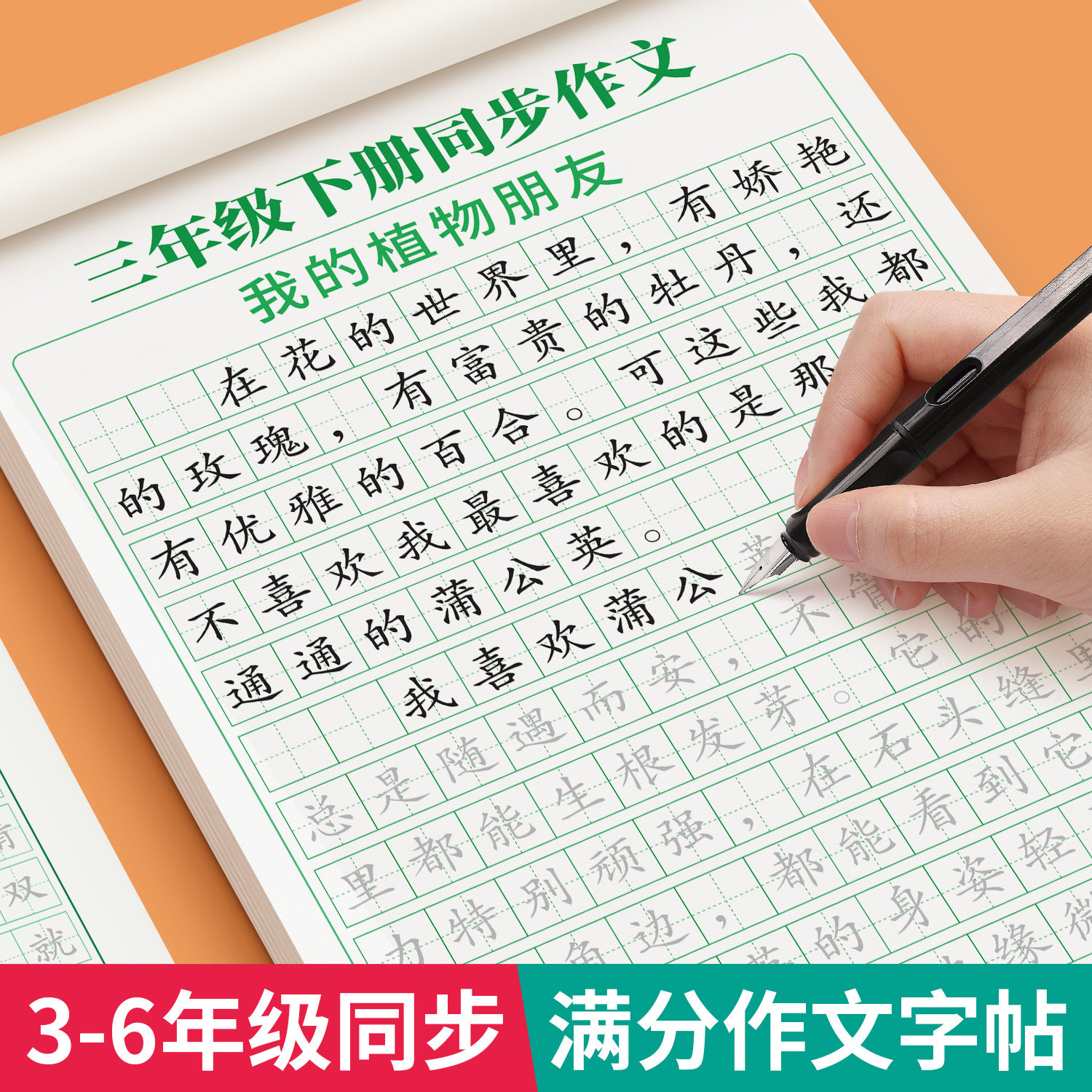 3-6年级满分作文练字帖小学生专用字帖三年级四五六年级语文同步上册下好词好句优美句子素材积累每日一练儿童钢笔硬笔楷书练字本