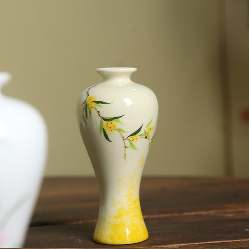 景德镇白瓷手工手绘美人瓶高颜值花瓶花插博古架书桌摆件工艺品