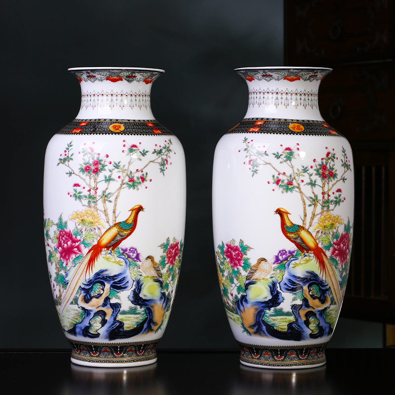 景德镇陶瓷器富贵竹花瓶摆件新中式客厅插花玄关电视柜家居装饰品