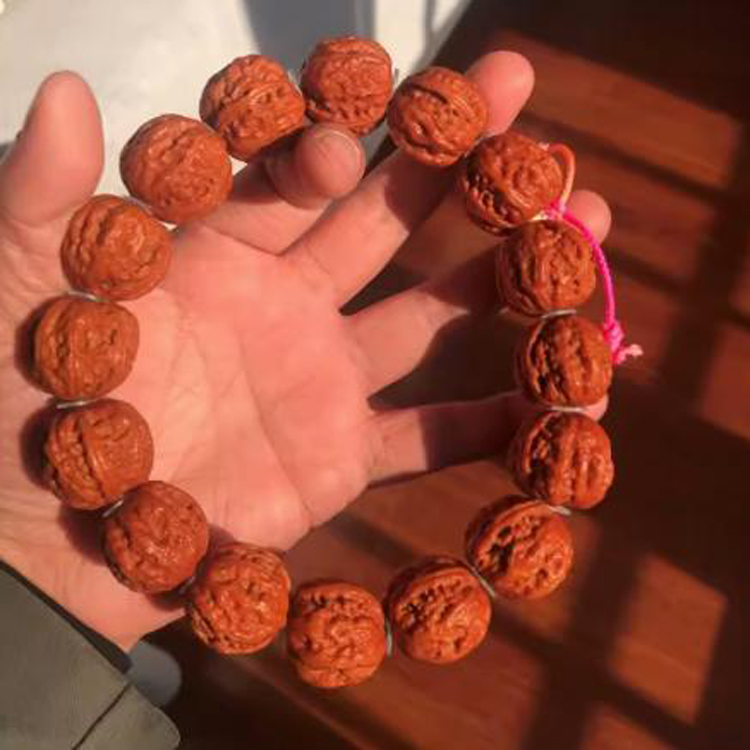野生正圆文玩把件京八棱核桃手串深纹包浆精选手链挂件持老树红皮