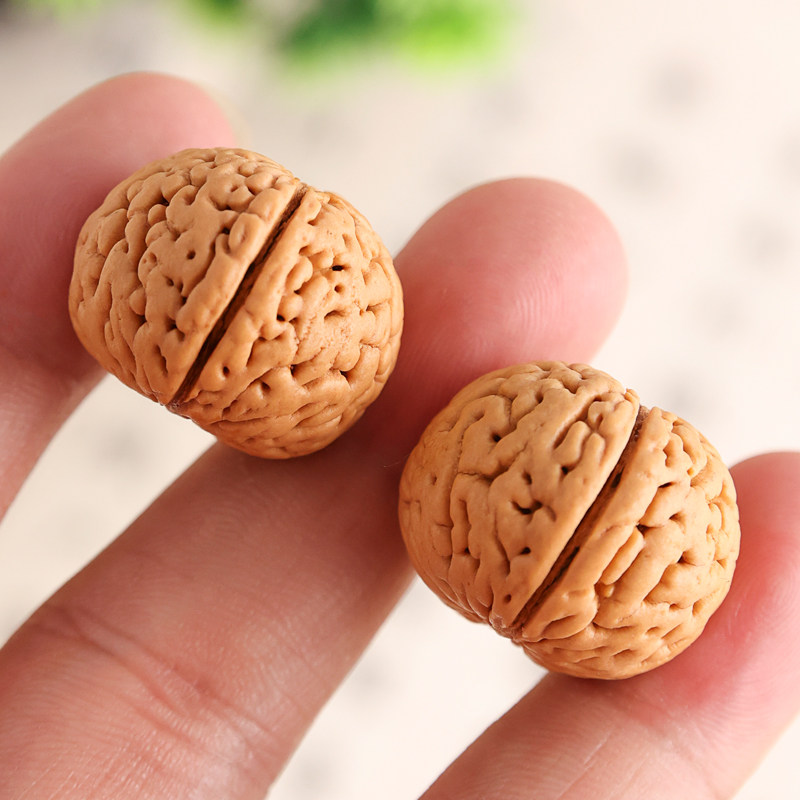 野生小桃核圆珠手串脑纹桃核手串原籽矮桩文玩手捻多颗散珠手把件