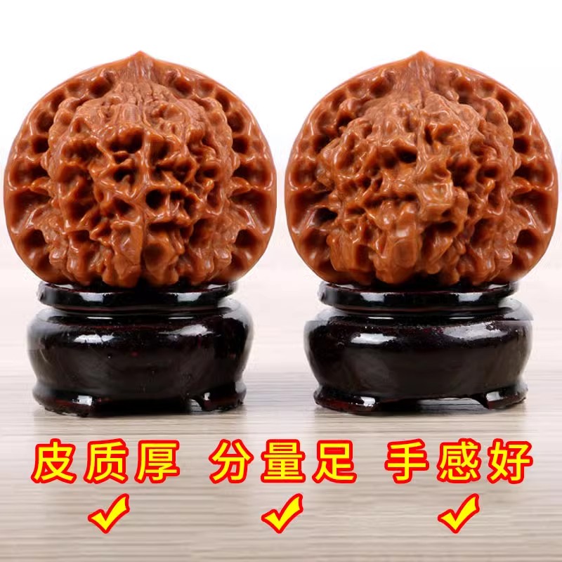 文玩核桃手盘玩王勇麒麟纹官帽包浆把件男士古野生四座楼狮子头