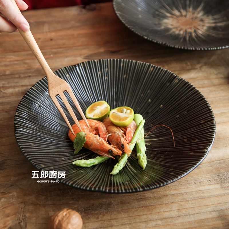【清货特价】五郎 日本进口 千段十草 瓷器餐具 意面牛排沙拉盘子