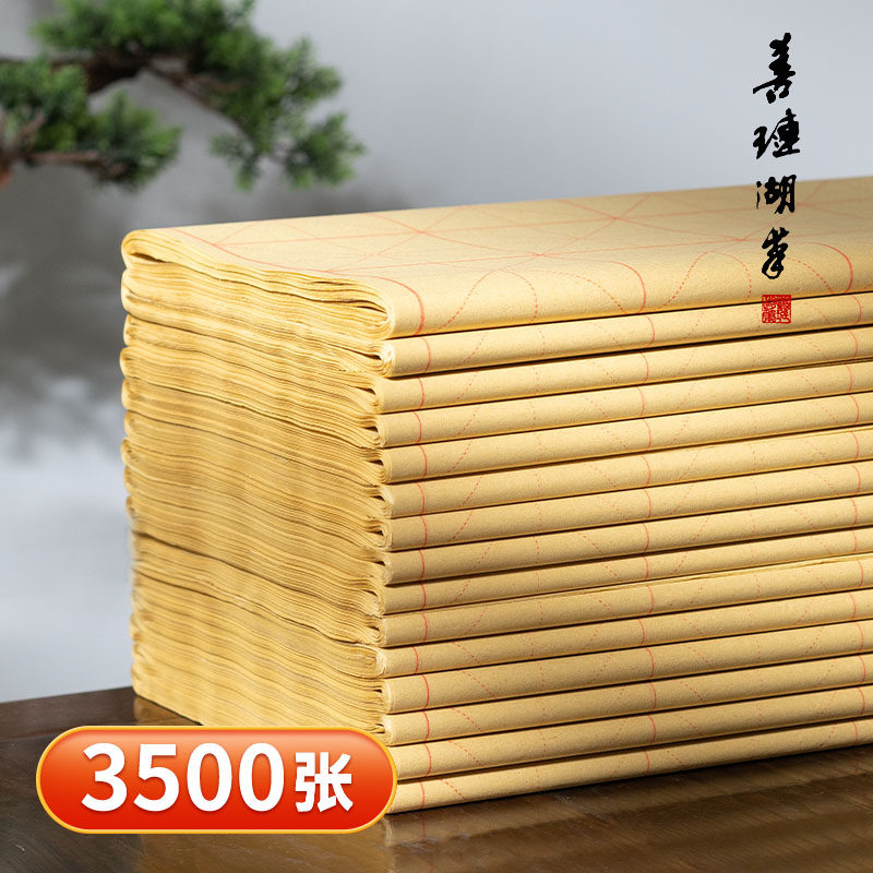 善琏湖笔竹浆毛边纸带格毛笔毛笔字练习纸专用纸张宣纸练字半生半熟书法练习纸软笔草纸用纸书法纸套装练字纸