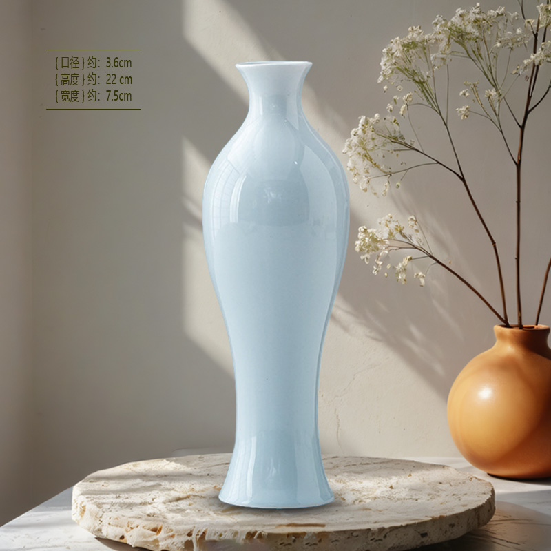 白瓷观音瓶玉净瓶陶瓷瓷器花插小花瓶家居饰品茶室摆件水培插花瓶