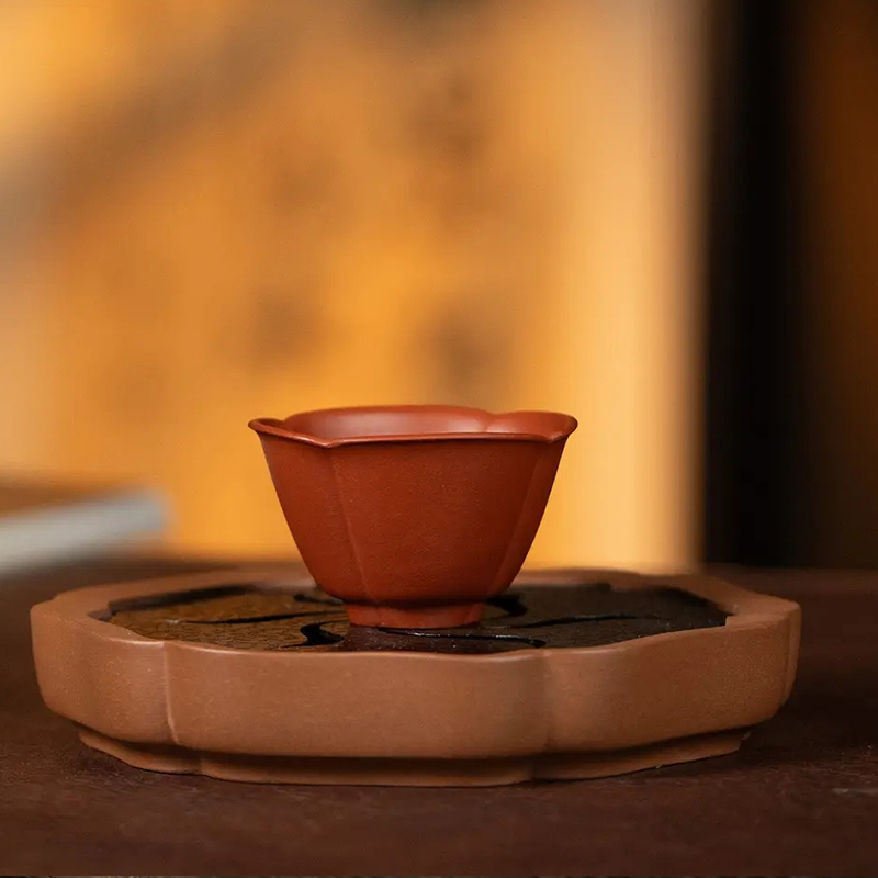 [林依轮直播间]九瀚艺术 赵庄大红袍 60cc 紫砂棠花杯 紫砂杯