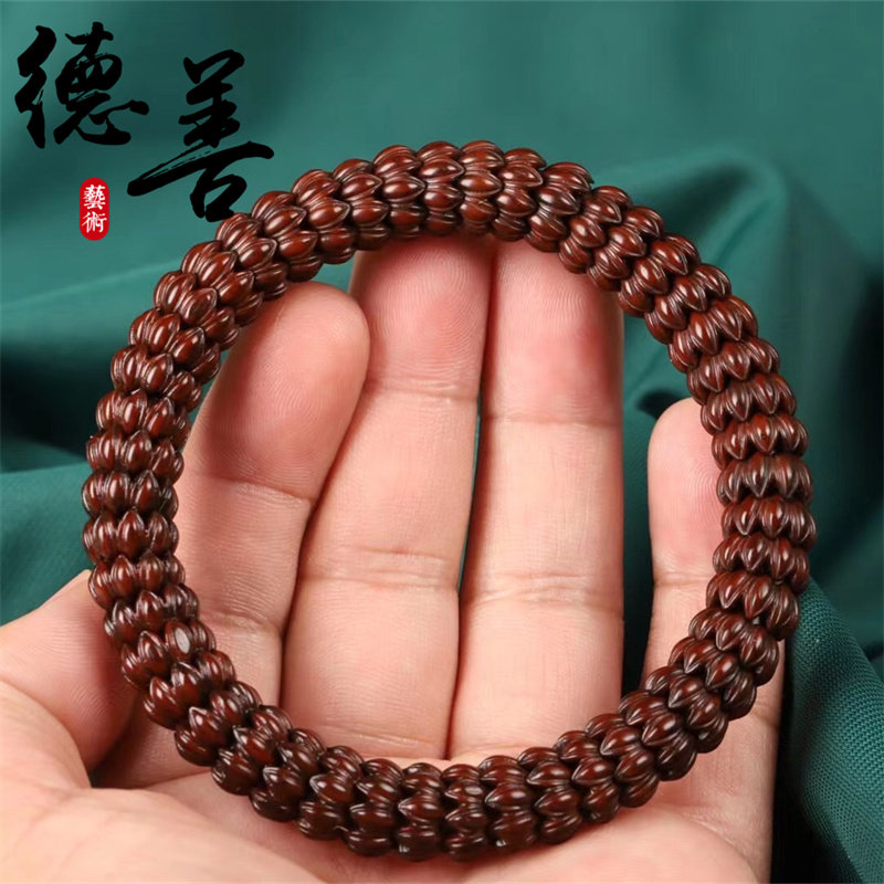 正版招财鼠紫金鼠雕刻手串雕刻莲花台座菩提绕指柔菩提子文玩佛珠