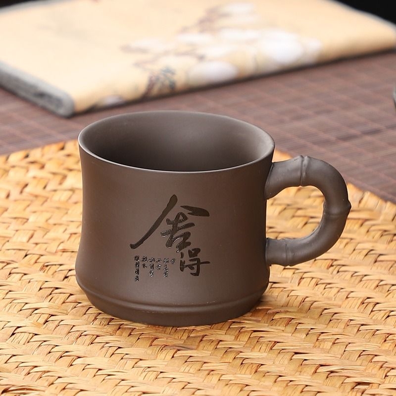 紫砂杯手工主人杯单杯功夫茶具品茗杯小口杯茶碗茶杯提把客人防烫