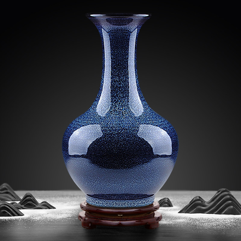 景德镇陶瓷客厅新中式窑变花瓶办公室摆件装饰玄关酒柜瓷器工艺品