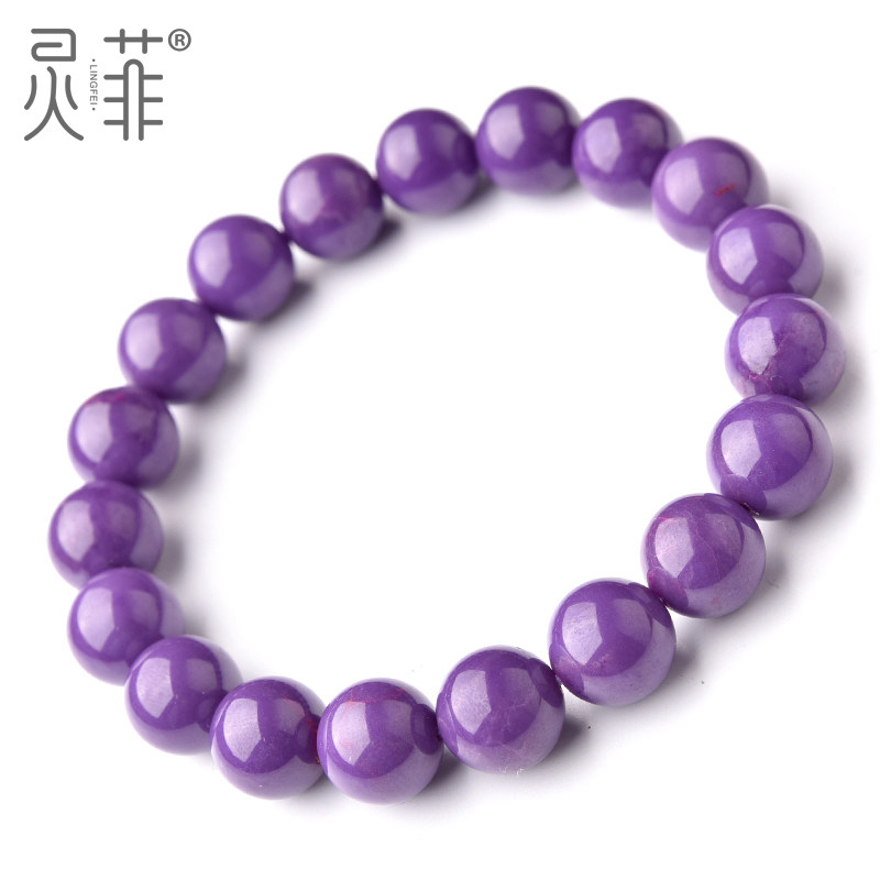 紫云母手链女男高瓷丁香紫香芋美国紫云母石紫色珠子串珠单圈手串