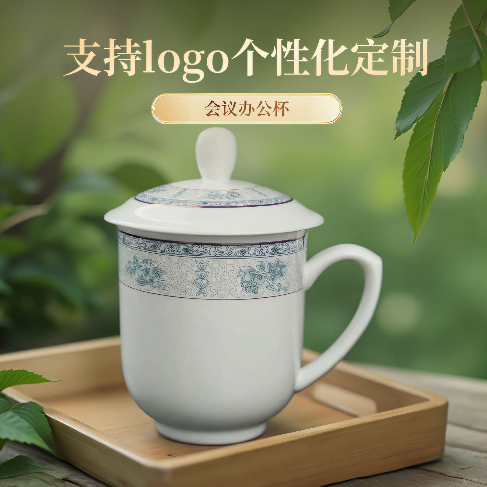景德镇陶瓷杯子带盖茶杯水杯办公杯瓷器定制酒店会议室泡茶杯子