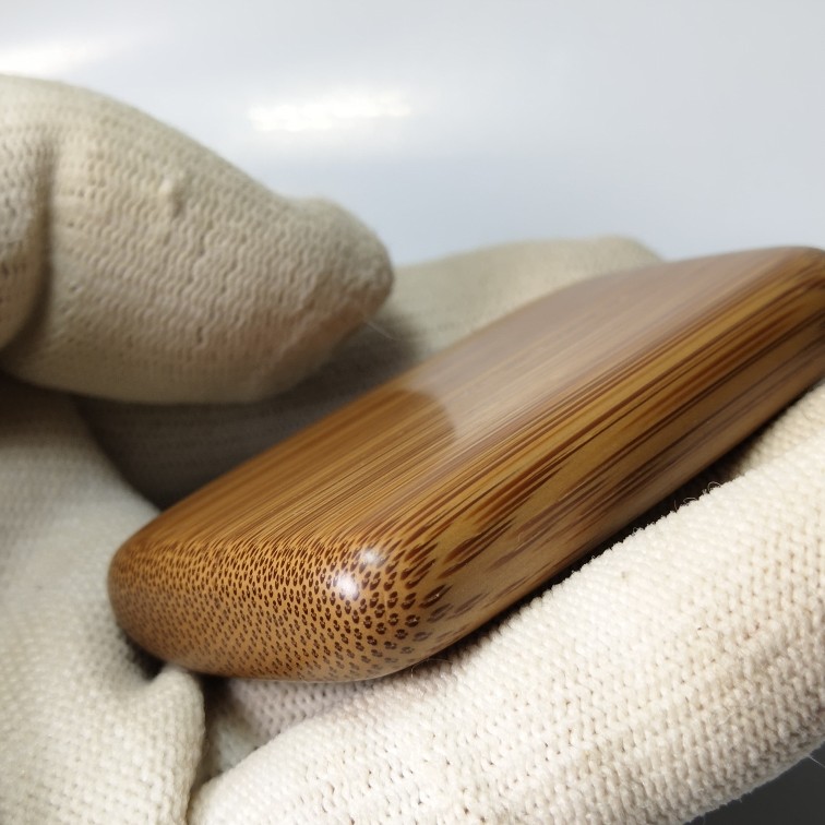 纯手工金丝玉竹老料高端文玩随身把玩件正反2面平整平安无事牌