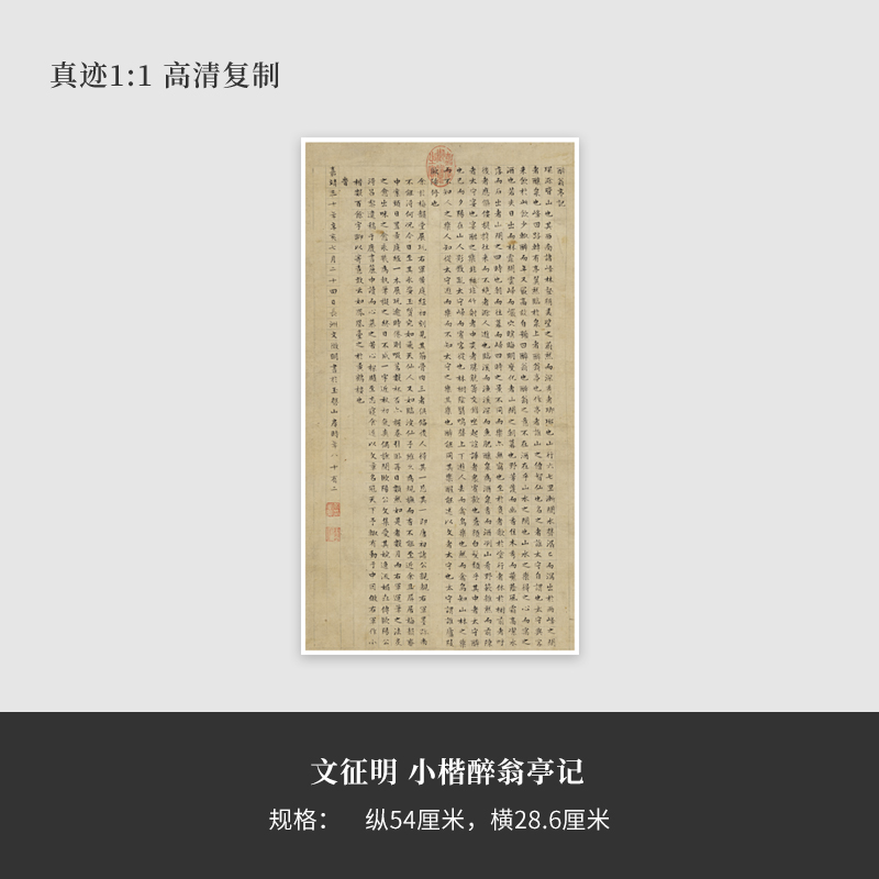 文征明小楷《醉翁亭记》高清原大复制品毛笔书法练字帖长卷艺术微