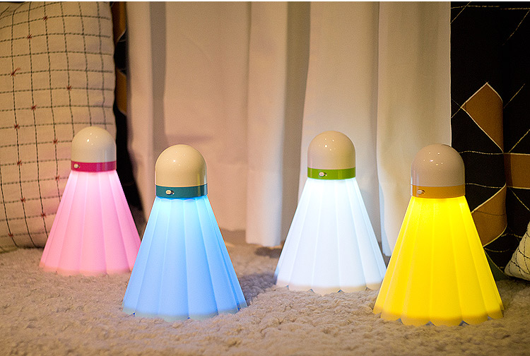 Badminton creative night light LED energy-saving lamp charging lamp lamp baby baby bedroom bedside lamp (single note color)4