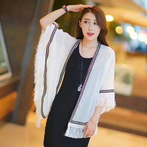 韩版夏季新款雪纺披肩开衫大码女装宽松防晒衫