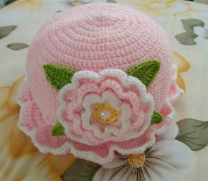 女宝宝公主遮阳帽子 手工编织春秋婴儿毛线鞋
