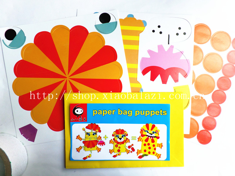 Xiao Ba Lazi DIY Nhãn dán sáng tạo Handmade Giấy khảm Lion Voi Voi Ếch búp bê giấy