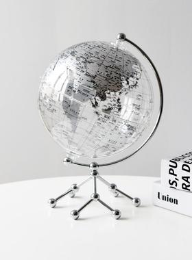现代创意透明地球仪办公室书房桌面高级感艺术家居客厅装饰品摆件
