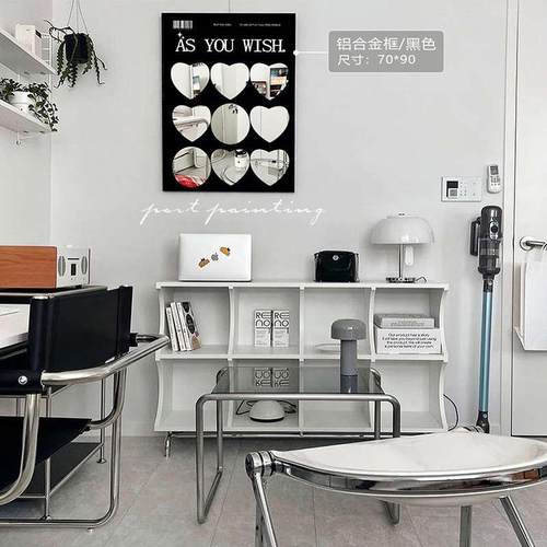 港画镜子装饰画卧室梳妆台简约艺术画轻奢高级感装饰客厅黑白画 - 图1