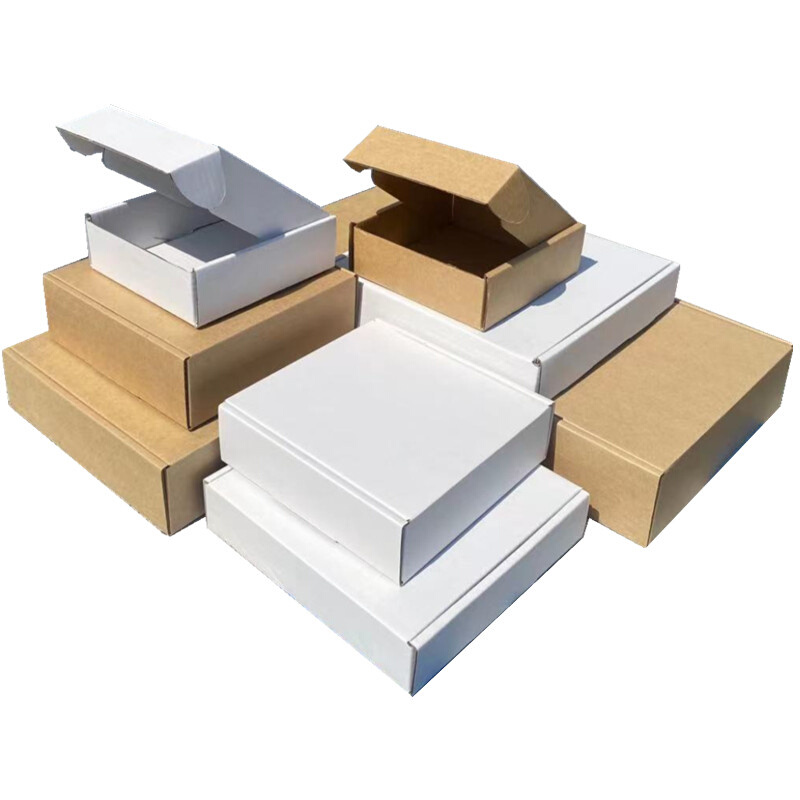长方形160瓦楞纸盒文具打包发货快递纸箱特硬3层空白色包装-图2