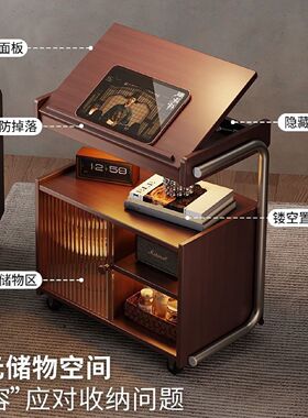 折叠移动杂志柜茶几边柜北欧日式展示柜书架客厅卧室复古边几做旧