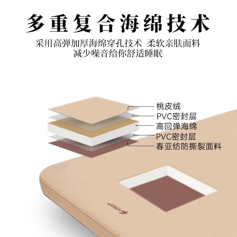 夏诺多吉自动充气睡防潮垫桃皮绒套地垫奶酪床垫垫加厚垫户外帐篷 - 图0