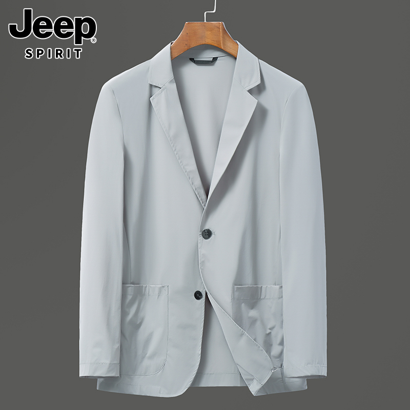 Jeep吉普冰丝西服男士夏季超薄款七分袖单层小西装防晒衣服外套男 - 图3